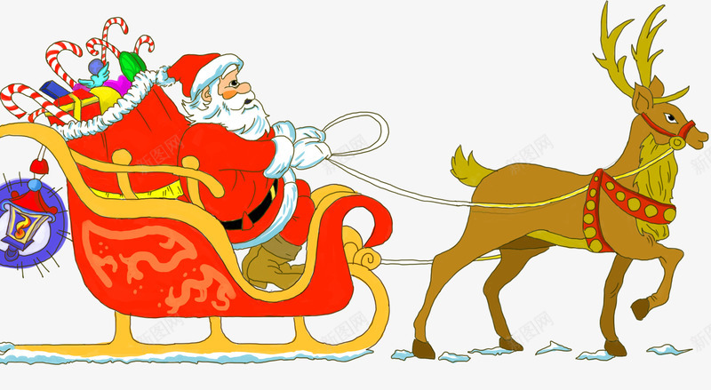 坐着雪橇送礼物的圣诞老人psd免抠素材_88icon https://88icon.com 卡通插画 圣诞老人 圣诞节 送礼物 雪橇 麋鹿