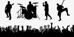 摇滚元素摇滚乐队现场表演剪影矢量图高清图片