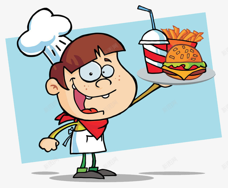 拿着汉堡可乐薯条的厨师png免抠素材_88icon https://88icon.com 下厨 做食物 做饭 卡通 厨子 厨师 厨师头像 厨师帽 备膳 汉堡可乐薯条 烧菜 烧饭 烹调 烹饪 煮饭