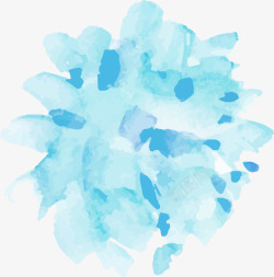 泼墨花朵蓝色水彩高清图片