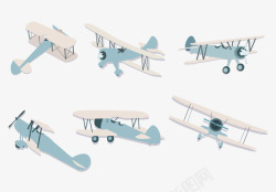 清新卡通复古飞机模型素材
