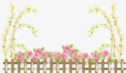 花朵栅栏背景手绘花朵边框高清图片