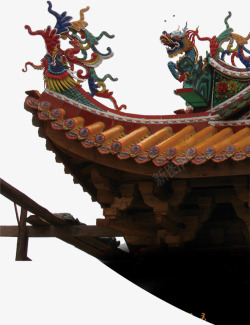 中式文艺雕刻屋檐别致素材