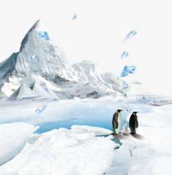 结冰的水面清新创意北极插画main高清图片