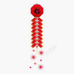 免抠炮竹春节红色鞭炮装饰高清图片
