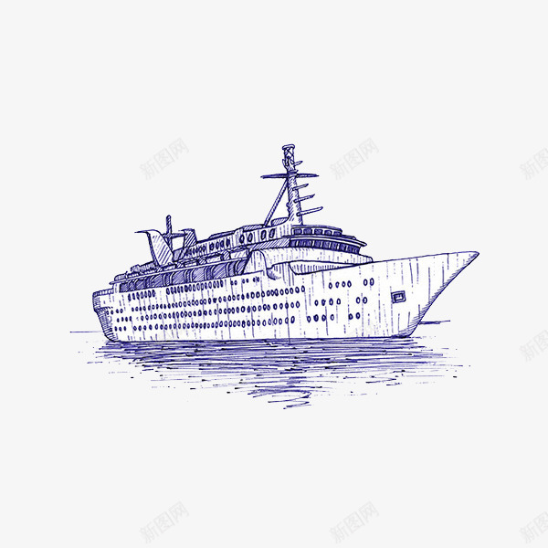 手绘海面上的船背景png免抠素材_88icon https://88icon.com 手绘 海水 船只 蓝色