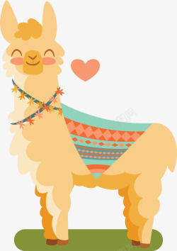 可爱骆驼笑眯眯的可爱羊驼矢量图高清图片