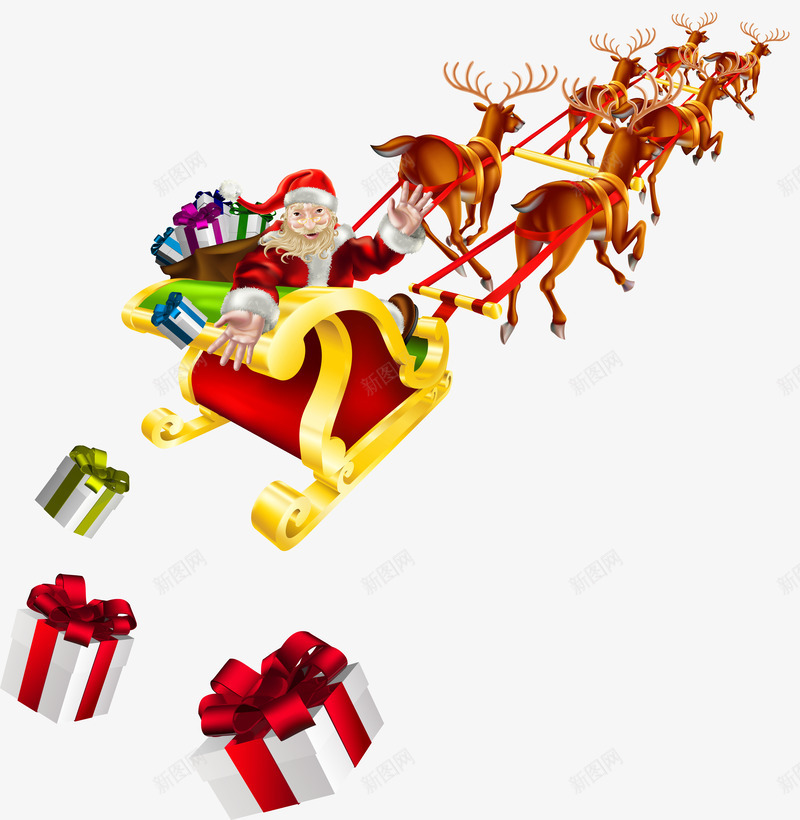 卡通圣诞老人和雪橇png免抠素材_88icon https://88icon.com 冬季 圣诞 圣诞老人 圣诞节 圣诞节老公公 礼物