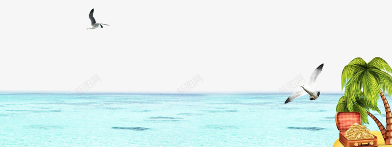 蓝色海面psd免抠素材_88icon https://88icon.com 椰子树 海水 海面 海鸥 蓝色 蓝色海面 风景