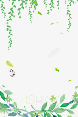 绿色清新春季柳树背景素材