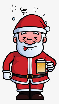 卡通插图圣诞节喝醉的圣诞老人素材