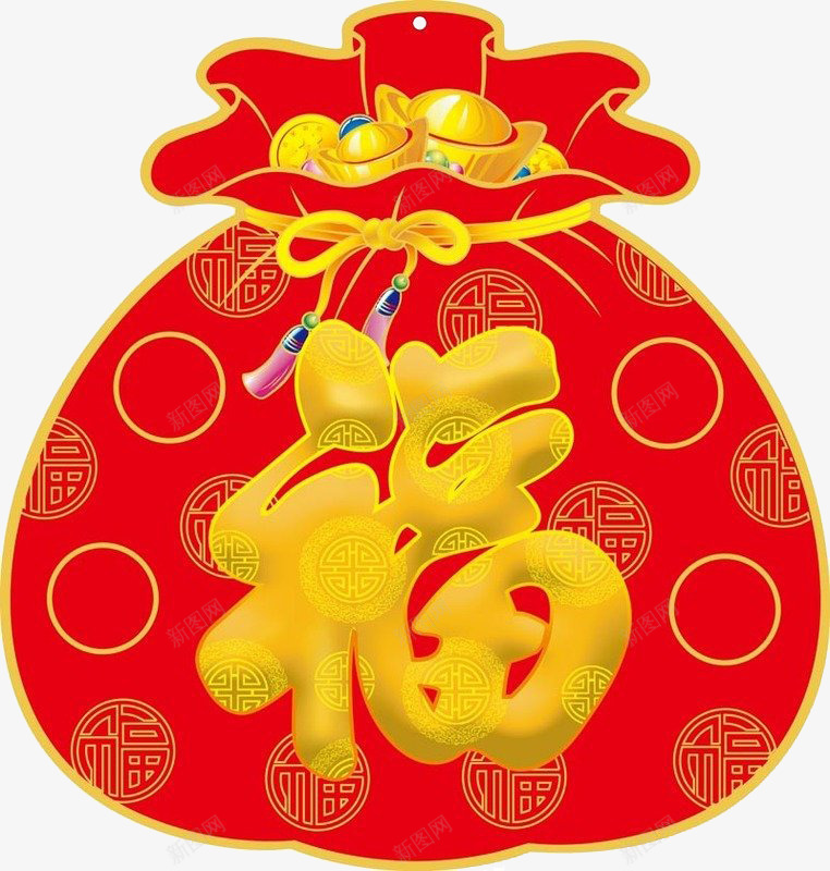 手绘中国风红色福袋png免抠素材_88icon https://88icon.com 中国风 促销 手绘 新年素材 福袋 红色 节日元素