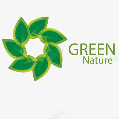 绿叶子店铺logo矢量图图标图标