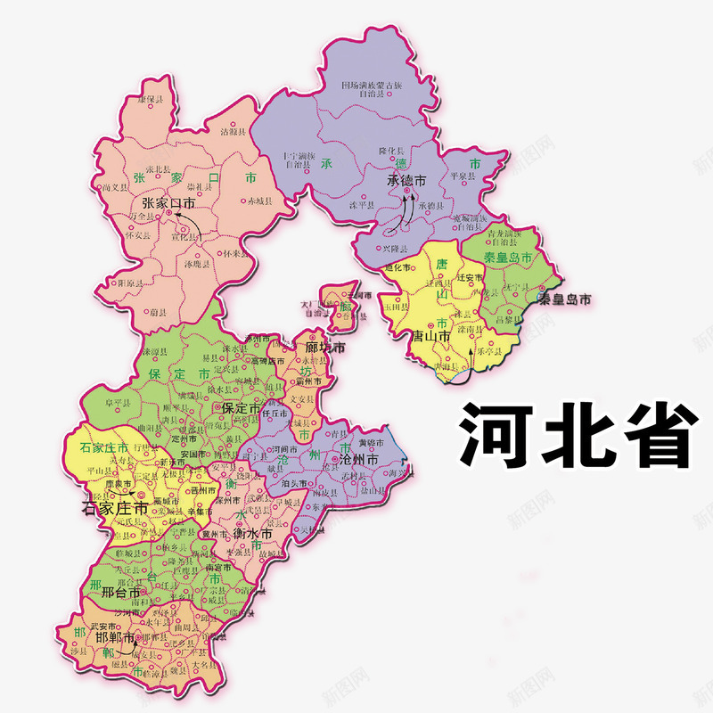 河北省地图psd免抠素材_88icon https://88icon.com 免抠 地图 彩色地图 河北省