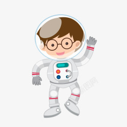 卡通戴眼镜的太空宇航员矢量图素材