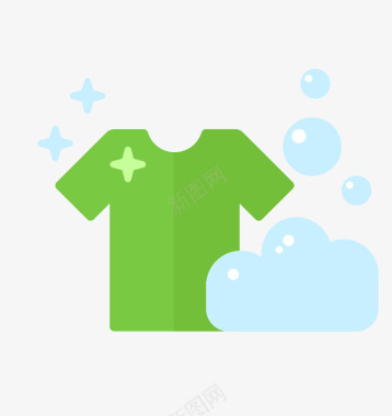 护理绿衣服清洁护理图标图标
