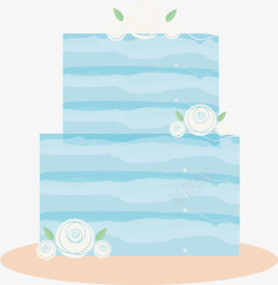 蓝色水波纹花朵蛋糕素材