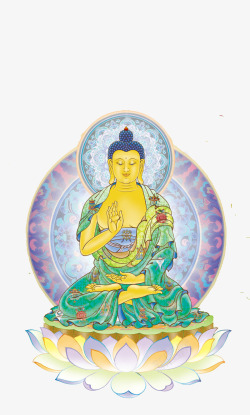 佛祖背景装饰手绘莲花台上的佛祖高清图片