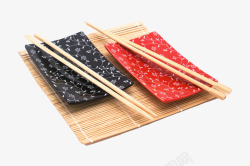 竹席日式餐具高清图片