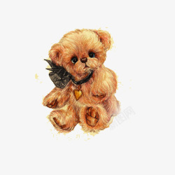 手绘小熊玩偶装饰素材