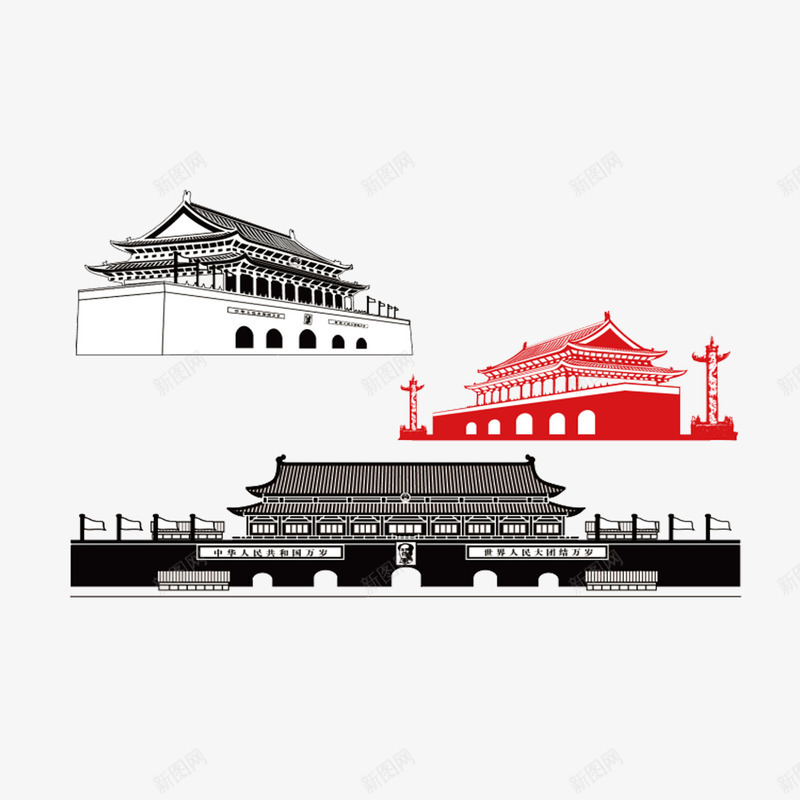 手绘天安门png免抠素材_88icon https://88icon.com 北京 北京插画 标志建筑 线条 黑白