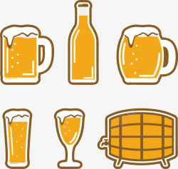 平面啤酒桶手绘啤酒图标高清图片
