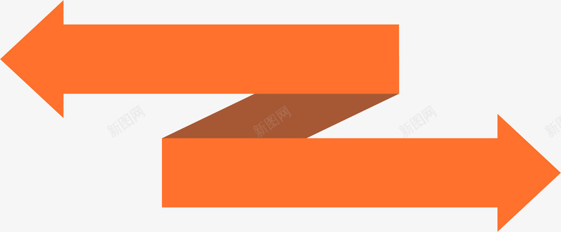 双向橙色反向箭头图标图标