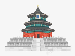 美国地标建筑北京天坛手绘插画高清图片
