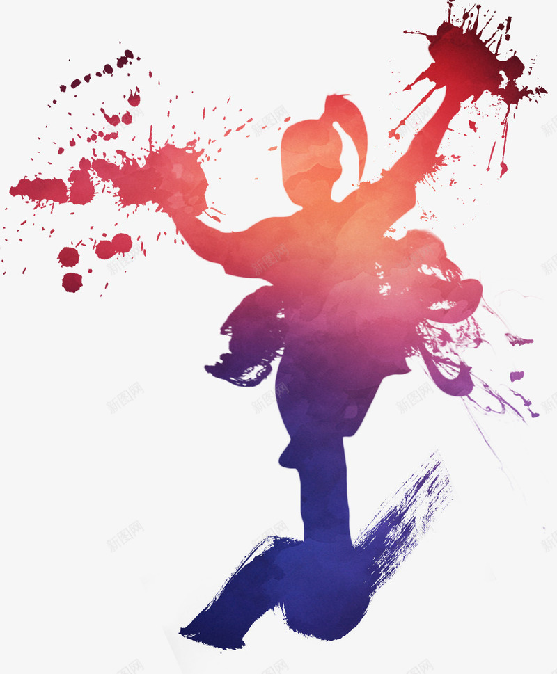 水墨png免抠素材_88icon https://88icon.com 人影 剪影 墨迹 武术 水墨 泼墨