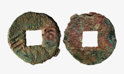 方孔古老的钱币片高清图片