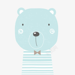 淡蓝色小熊手绘矢量图素材