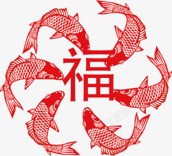 红色中国风福寿鱼免费素材
