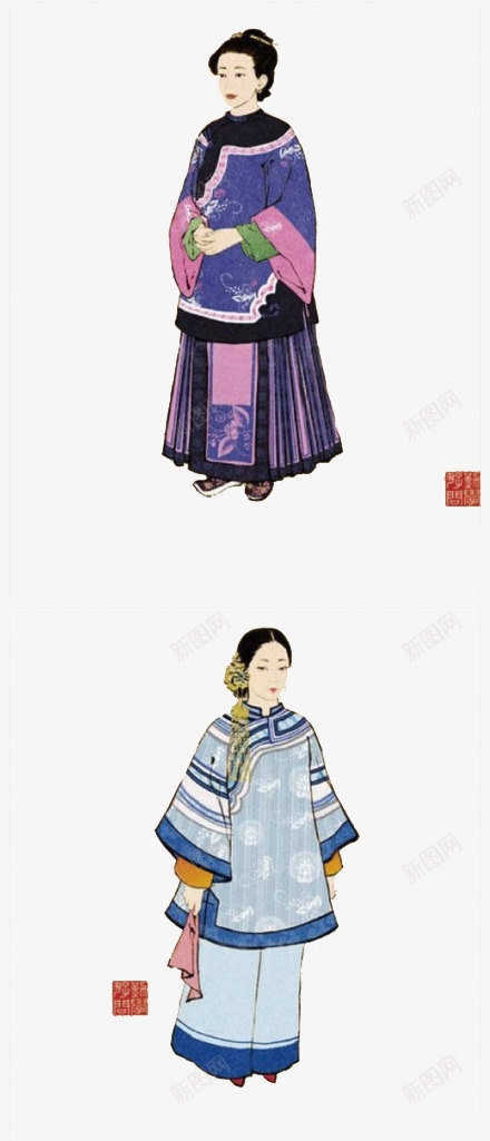 两种清朝满族服饰png免抠素材_88icon https://88icon.com 服饰 清朝 满族 满族服饰 特色