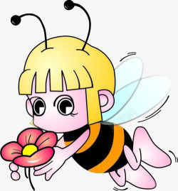 卡通画蜜蜂摘花采花蜜素材