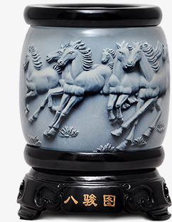 策马奔腾的陶瓷罐八骏园素材