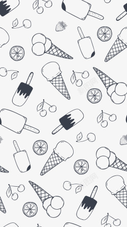 甜筒冰淇淋黑白蔬菜高清图片