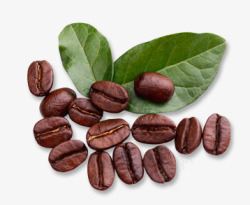 创意摄影红色的咖啡豆叶子素材