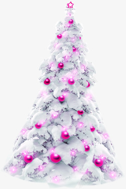 手绘粉色圣诞树装饰素材