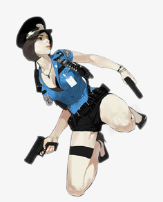 双枪女警psd免抠素材_88icon https://88icon.com 卡通手绘 双枪 警察