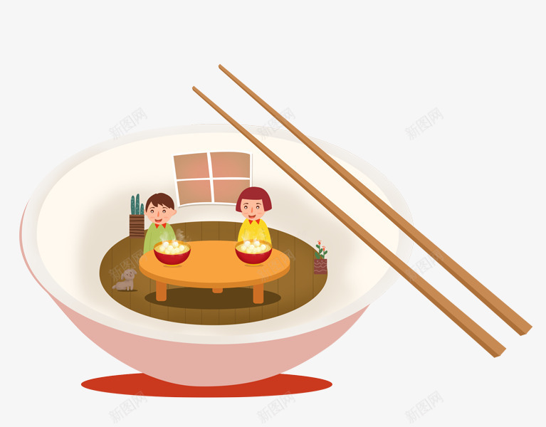 插画插图元宵节团团圆圆png免抠素材_88icon https://88icon.com 佳节 元宵节 团团圆圆 插图 插画 装饰插画