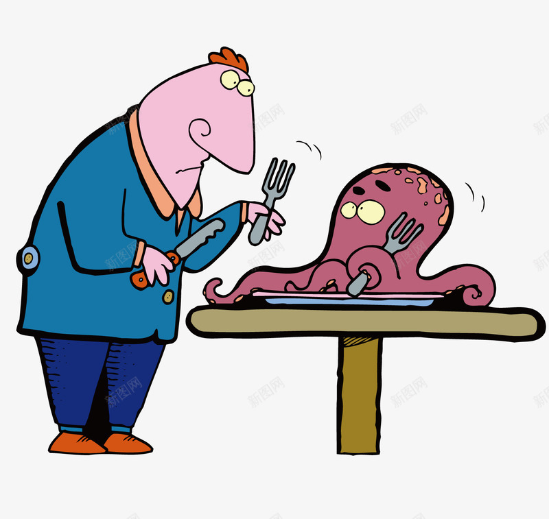 吃章鱼的男人png免抠素材_88icon https://88icon.com 海里的动物 海鲜 矢量素材 章鱼 食品 食物