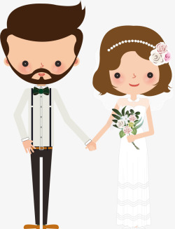 西式婚礼浪漫卡通美丽婚礼新娘新郎高清图片