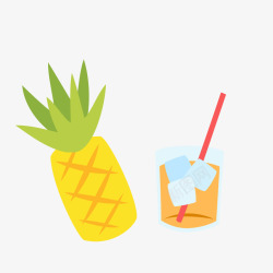 沙滩冷饮菠萝冷饮矢量图高清图片