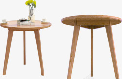 木制桌子北欧风木制小圆桌高清图片