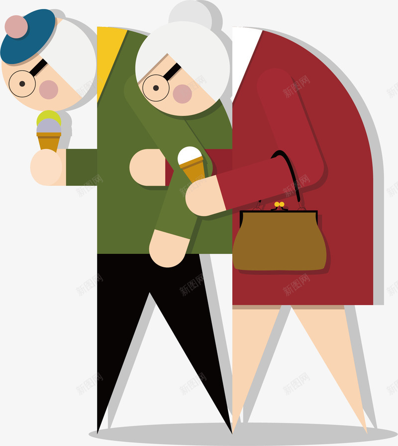 老人逛街png免抠素材_88icon https://88icon.com 卡通 手绘 老人 逛街