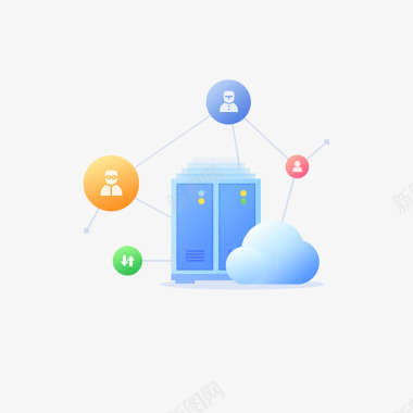 服务器免抠蓝色云服务器图标图标