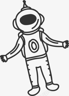 黑色简约线条宇航员图标图标