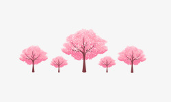 粉红色日本元素樱花树成群素材