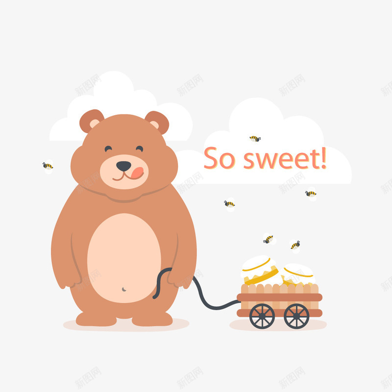 拉蜂蜜蜜罐车的熊png免抠素材_88icon https://88icon.com 卡通元素 小熊 蜂蜜 蜜蜂