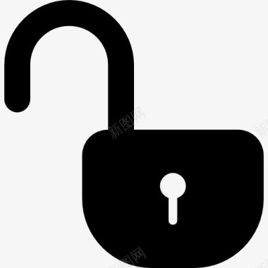 打开锁打开黑色的挂锁符号安全工具图标图标